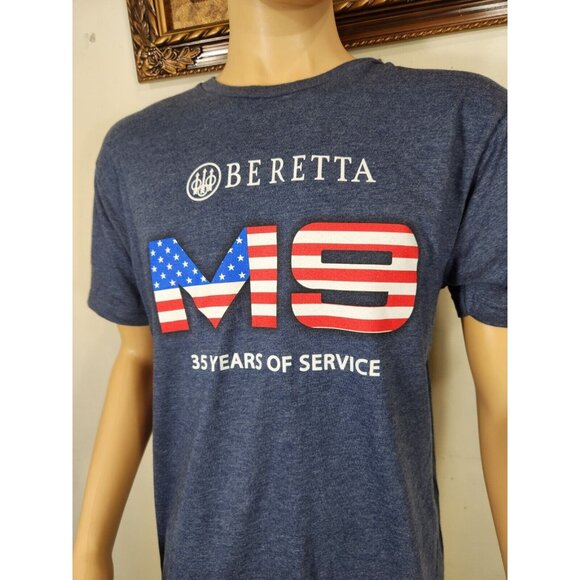 Beretta Shirt Men's Size L  Blue Crew Neck  Short Sleeve Casual Graphic Print 25 - Picture 2 of 8